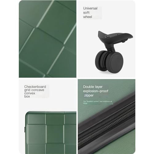 Suitcase Luggage Suitcase Double-Layer Zipper Password Box Trolley Case Universal Wheels Silent Boarding Case Suitcases Large(Green,20in)3