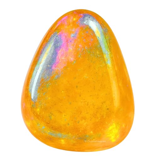 Image of Certified Tangerine Aura Quartz Crystal Healing Tumbled Stone, Natural Polished Crystals for DIY Crafts, Manifestation, Meditation, Pooja Feng Shui and Reiki Healing (30 Grams)