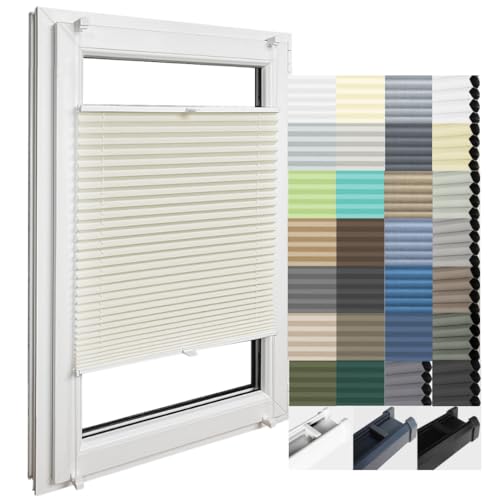 Home-Vision Premium Plissee & Wabenplissee nach Maß, ohne Bohren mit Klemmträger, Blickdicht für Fenster & Tür Sonnenschutzrollo in verschiedenen Breiten, Höhen Farbe des Textile und Profilfarben Home-Vision Premium Plissee & Wabenplissee nach Maß, ohne Bohren mit Klemmträger, Blickdicht für Fenster & Tür Sonnenschutzrollo in verschiedenen Breiten, Höhen Farbe des Textile und Profilfarben