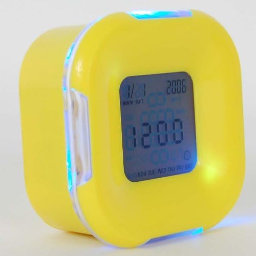 Desktop Desk Cube Alarm Clock Thermometer Yellow Home & Kitchen