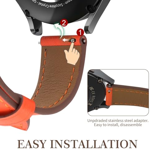 Italy Genuine Leather Watch Bands Compatible with Samsung Galaxy Watch 7 6 5 4 40mm 44mm, 5 Pro 45mm, 6 4 Classic Active 2, 20mm Quick Release Leather Watch Straps Replacement Band for Women Men