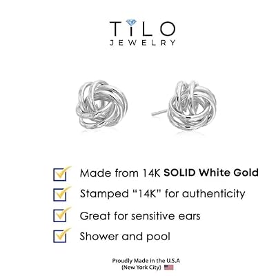 14K Gold Love Knot Stud Earrings, 9mm Diameter, Push-Back