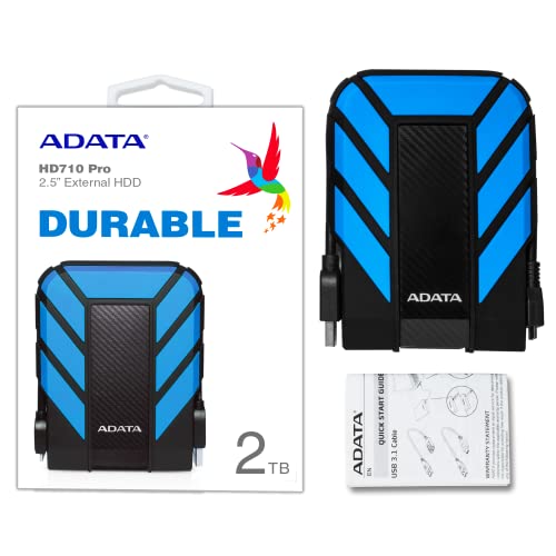 Image of ADATA HD710 Pro 2TB 3.5 inch SATA III External Hard Drive /HDD with IP65 Rating Blue, for Windows with Waterproof and Shockproof Technology - AHD710P-2TU31-CBL