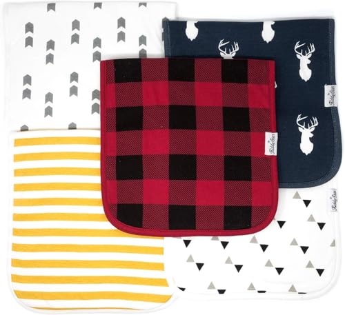 Image of KiddyStar 5-Pack Organic Cotton Burp Cloths, Hand Towel, Baby Towel, Washcloth – Absorbent, Multi-Purpose, Soft & Large