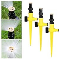 Garten Sprinkler, Rasensprenger 360° Automatische Drehbarer Gartensprenger, 3Pcs Garten Rasensprenger, Wassersprenger Einstellbar Bewässerungssystem für Rasen Pflanzen Gemüse Blumen Pastorale