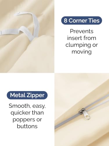 Image of Duvet Cover Super Queen Size - 3 Piece with Zipper Closure - Off White