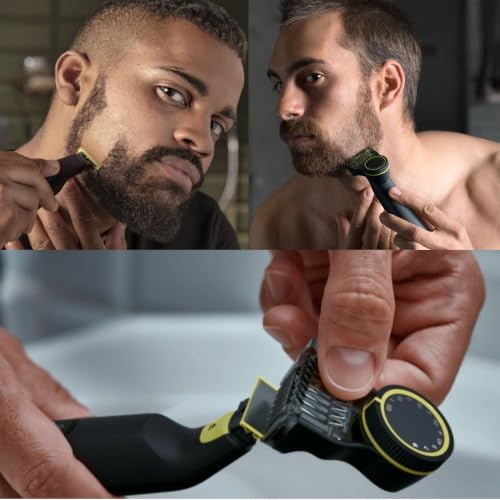Image of PHILIPS OneBlade Pro Face + Body Hybrid Electric Trimmer & Shaver, Rechargeable, Adjustable 14-Length Precision Comb, Body Kit, Dual-Sided Blade, Wet & Dry Use, Travel Case