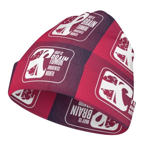 Brain Tumor Awareness Month Grey Ribbon Kids Beanie Hat for for Girls Boys Children Cap Winter Knitted Chemo Cancer Headwear Accessories Gifts Decoration