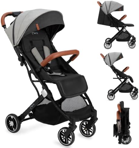 MoMi ESTELLE Reise Buggy Klein Zusammenklappbar - Kinderwagen Klappbar für Kinder bis 15kg ab 6 Monaten - Reisebuggy mit Liegefunktion - Kinderbuggy Leicht 7,5kg - 5-Punkt-Sicherhe