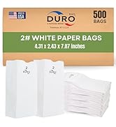 Duro 2# White Popcorn Bags 500-Count, Bulk Small White Paper Bags for Candy, Cookies, Snacks & Tr...