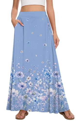 Image of Womens Maxi Skirt Long Flowy Summer A-Line High Waist Skirts