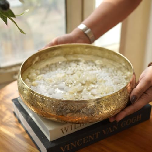 BEHOMA Golden Aluminium Chitai Design 10" inch Urli thumbnail 14