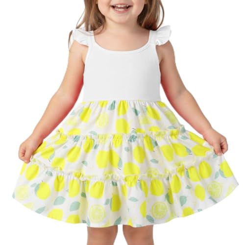 Robe sans manches à volants pour petites filles, tenue d'été légère imprimée