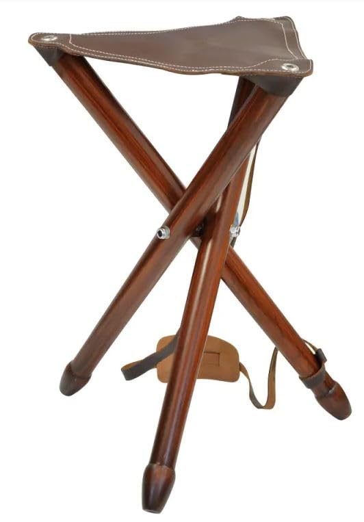 Ducatillon Siège battue en frêne teinté en croûte de Cuir de Buffle Pliable H 65cm