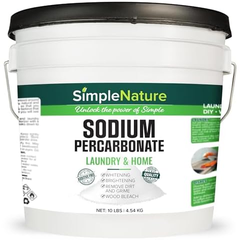 Sodium Percarbonate (10 lbs Pail) - Pure Oxygen Cleaner - Powerful, Natural Cleaner for Home, Laundry, and Decking - Convenient Resealable Container Cover