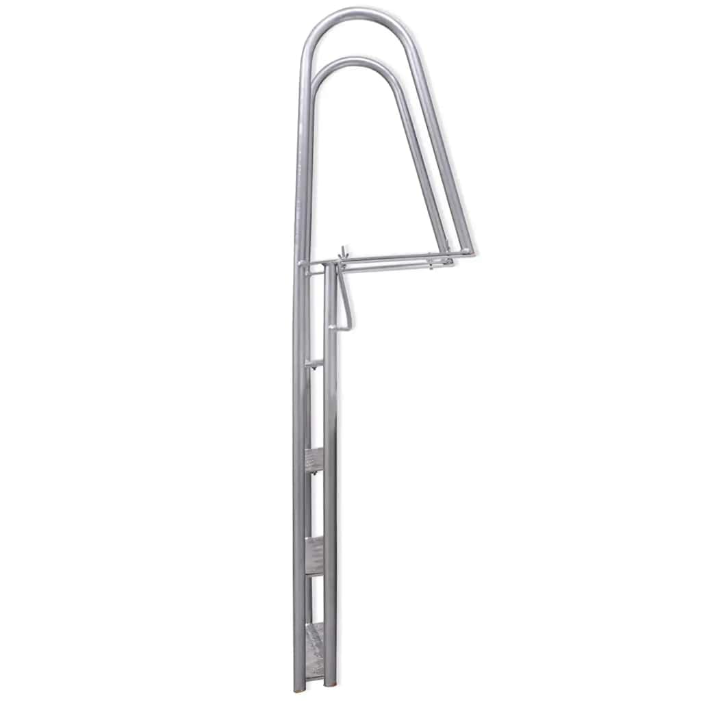 Drabina basenowa, 4-stopniowa z aluminium, do basenów i mostków, 167 cm, antypoślizgowe stopnie