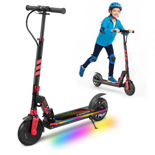Electric Scooter for Kids, 200W Motor, 12 MPH & 12 Mile Range, Foldable Kick Scooter with Safe Non-Zero Start, Dual Brakes, Maxload 220 lbs, 8'' Honeycomb Tires, for Commuting, School, Teens' Gift