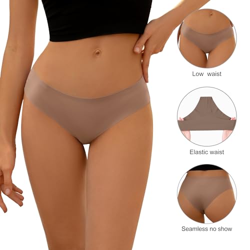 Image of DEANGELMON Seamless Underwear for Women No Show Bikini Panties Comfortable Stretch Invisible Ladies Hipster Briefs
