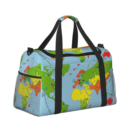 Time Zone Map Print Travel Duffel Bag for Men & Women, Foldable Travel Bags and Spacious Weekender Tote Bag for Storage Toiletry Luggage Personal Item3