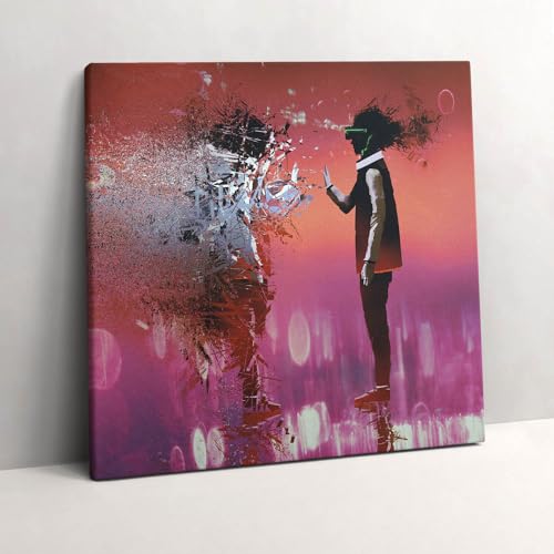 Décoration murale cyberespace 60x60 image peinte tableau toile design moderne