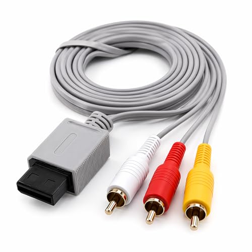 PORTHOLIC AV Cable for Wii and Wii U, 6FT/1.8M Wii Component Cable Composite Audio Video RCA Cable Cord with Red White Yellow Connectors, Plug and Play TV Connection Cable