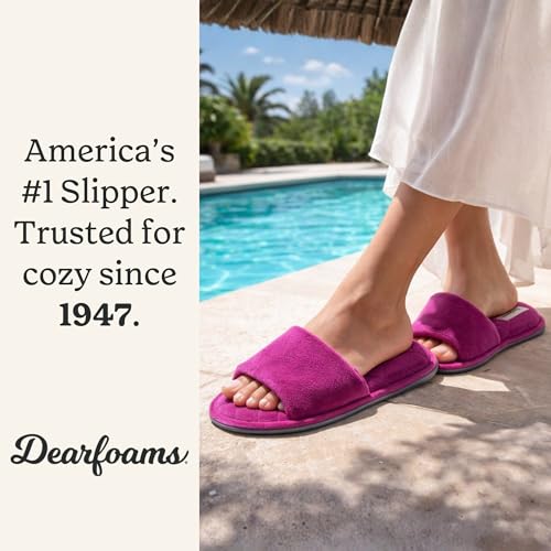 Image of Dearfoams womens Slipper Memory Foam Summer House Shoe Beatrice Terry Slide