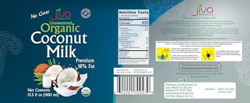 image for Organic Coconut Milk 13.5 Ounce (Pack of 12) - Unsweetened, Premium FU