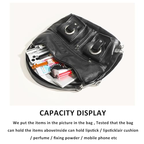 Bolso bandolera convertible para mujer de cuero negro miniatura 7