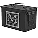 Custom Engraved Ammo Box Metal Ammunition Case Steel Storage Can Personalized Deluxe Block Initial (50 Caliber, Black)