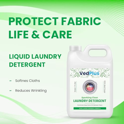 Image of VedPlus Sparkling Clean Laundry Detergent - 5L | Removes Tough & Deep Stains | Gentle on Fabrics | Suitable for All Washing Machines and Fabrics | 100% Effective Cleaning Power