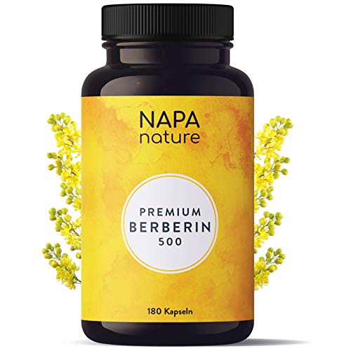 *ANGEBOT*: Berberin 500 mg, 180 Kapseln hochdosiert, NAPA Nature, laborgeprüft, Premiumqualität, 100% natürliches Alkaloid ohne Zusatzstoffe, geeignet bei Ernährungsumstellung