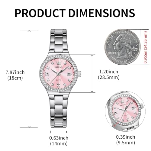 Image of OLEVS Watch Women Silver Stainless Steel Dress Analog Luminous Watch