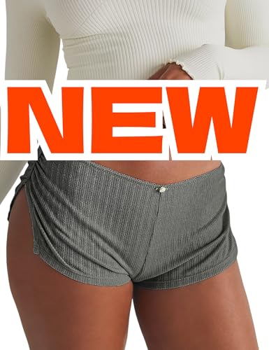 Image of FaroDor Cute Micro Pajamas Shorts for Women Low Rise Side Slit Ruched Lounge Shorts Pj Bottoms