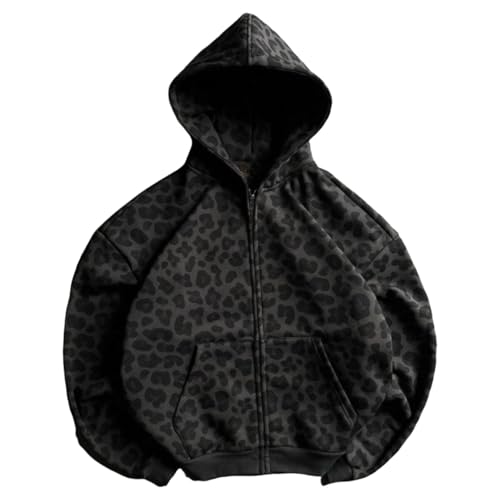 Amazon.com: Pdxnyxx Y2k Grunge Leopard Zip Up Hoodie Women Men