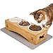 Hund und günstig Kaufen-TAMOWA Katzennapf Erhöht, 3er Set Futternapf Katze Futterstation mit Napfunterlage Silikon,Futterstation Katzen Keramik Hundenapf, Fressnapf und Wassernapf für Katzen und Kleine Hunde