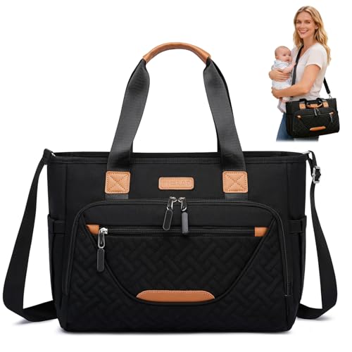 FHELAD Diaper Tote Bag, 4 in 1 Tote Diaper Bag with...