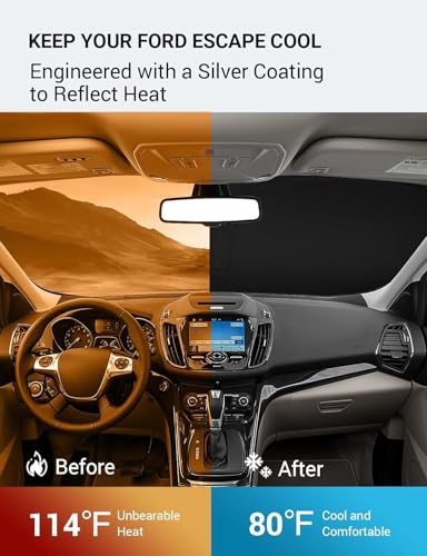 Image of Proadsy 2026 Upgrade Windshield Sun Shade Custom Fit 2013-2019 Escape Foldable Front Sunshade Protector Sun Visor Blocks UV Rays Keep Car Cooler