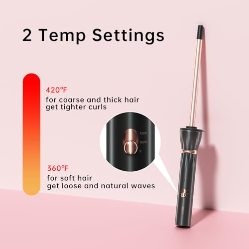 HIRAY 3/8 Ceramic Curling Iron with Adjustable Temperature for All Hair Lengths
