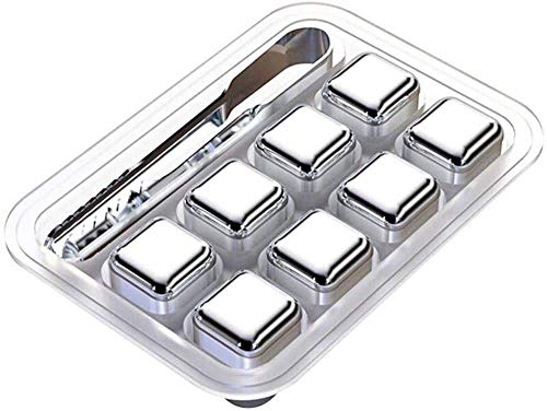 Image of Whisky Stone Gift Set - Reusable Ice Cube, Stainless Steel Whisky Metal, Drinking Gift Set for Men, Metal Ice Cube for Vodka, Wine, Drink Juice (Silver)