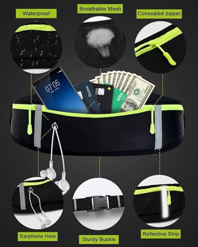 Image of Running Belt with Waterproof Adjustable Elastic Strap, Sweatproof waistpacks with Large Capacity, Perfect for Running and Outdoor Activities, Black, One Size, Sports (Running Belt Purple)