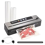 ADVENOR Vacuum Sealer Machine with Cutter Widened Double Sealing Strips and Bag Storage, 85Kpa Dry Moist Food Modes Upgraded Locking Design Includes 2 Bag Rolls 8.6'x16'and 11'x16'