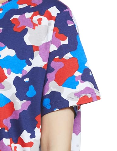 Image of Clovia Women's Cotton Camouflage Print Oversized T-Shirt in Multicolor