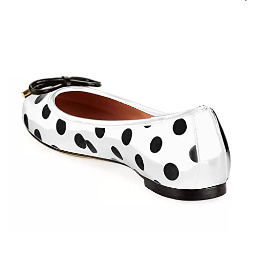 YDN Women Bowknot Round Toe Comfortable Ballets Slip on No Heel Flats Walking Office Outfit Shoe 4-153