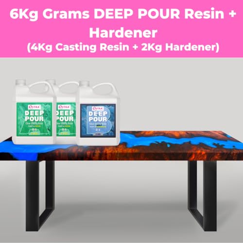 Image of Oytra Casting Deep Pour Epoxy Resin & Hardener 2:1 Ratio Crystal Clear Transparent Liquid for Wood River Table Top Large Mould Casting Preservation & DIY Art Projects High Gloss Finish (6 Kg)