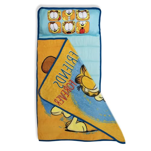 Image of NoJo Garfield Forever Friends Nap Mat - Includes Attached Pillow and Fleece Blanket, Ages 3+