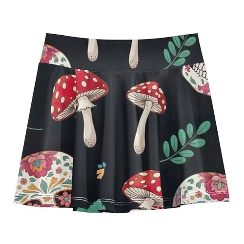 Girls' Shorts Athletic Skorts Colorful Skulls Floral Mushrooms Tennis Skirts for Kids Cute Teen Cheer 3t