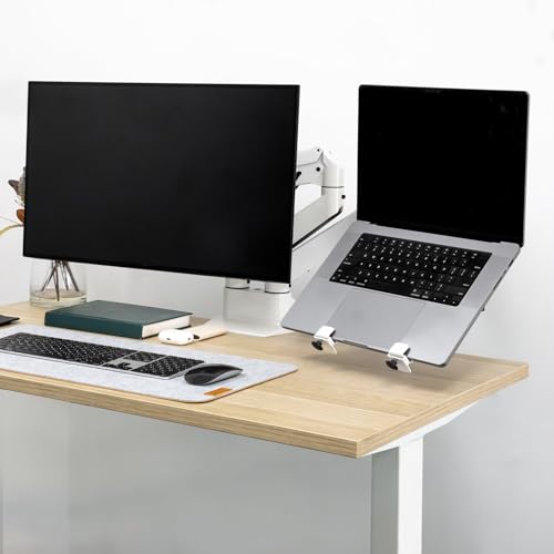 Image of Desky Universal Laptop Mount - Adjustable VESA-Compatible Holder for 10 inch-17 inch Laptops, Fits 75x75 & 100x100mm Monitor Arms, Anti-Slip Pads, Ventilated Tray - Black