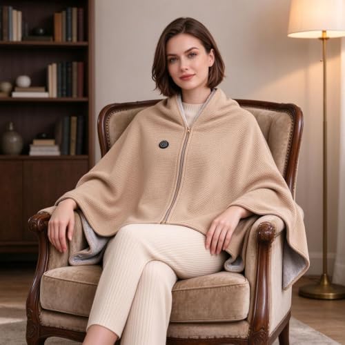 51x31'' Heated Shawl Wraps for Women, Wearable Blanket with 3 Heat Settings - image 5