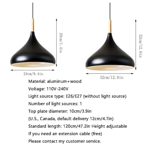 Lámpara colgante nórdica de techo con pantalla de madera de 1 cabezal E27 5