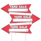 Yard Sale Red Arrow Signs with Stakes-16 x 5 in Double Sided,Outdoor Estate Sale Signs for Business,This Way Arrow Yard Signs,Plastic Garage Sale Sign Outdoor (3)